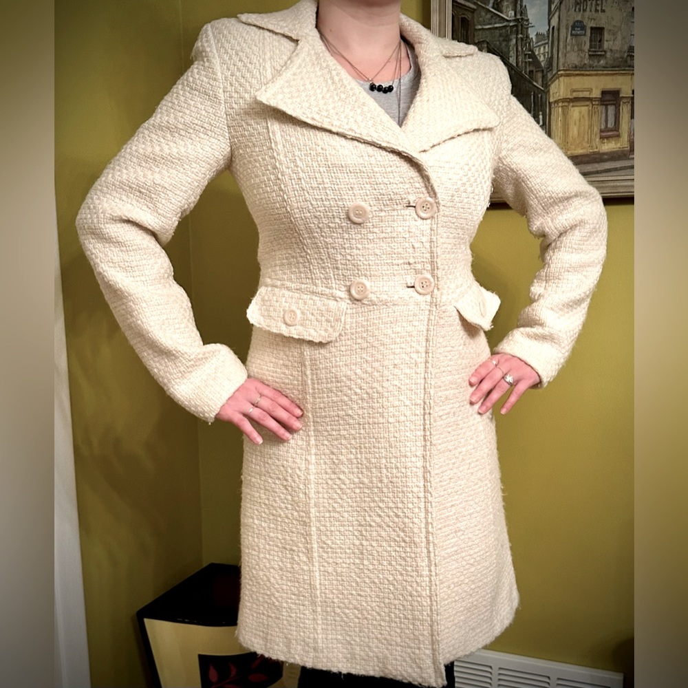 New York & Co. Wool Pea Coat Style Cream Sz 2